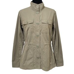 Eddie Bauer Green Utility Jacket Medium Drawstring Waist Grunge Lightweight